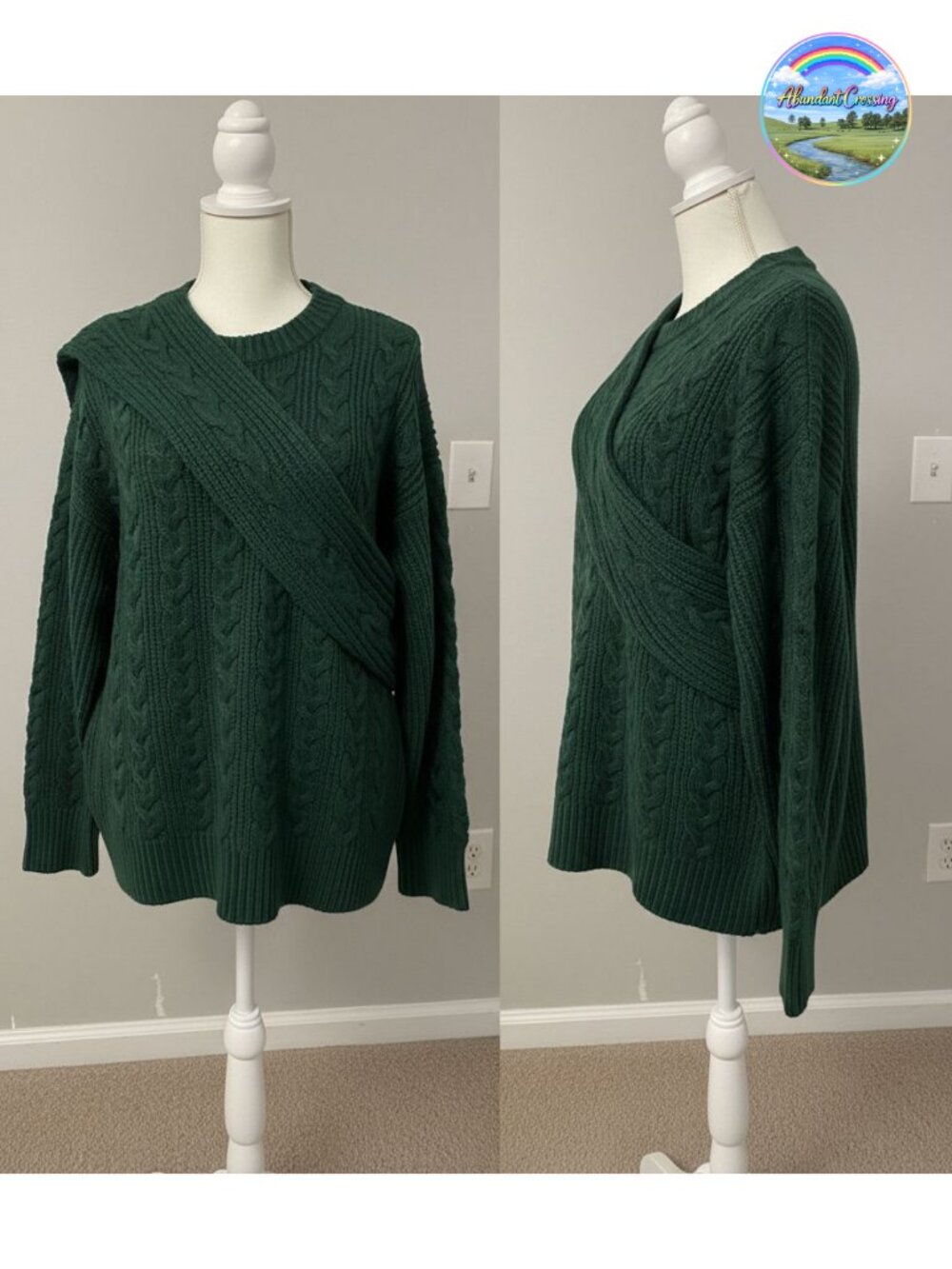 Women's Oversized Cable Knit Crewneck Pullover Sweater